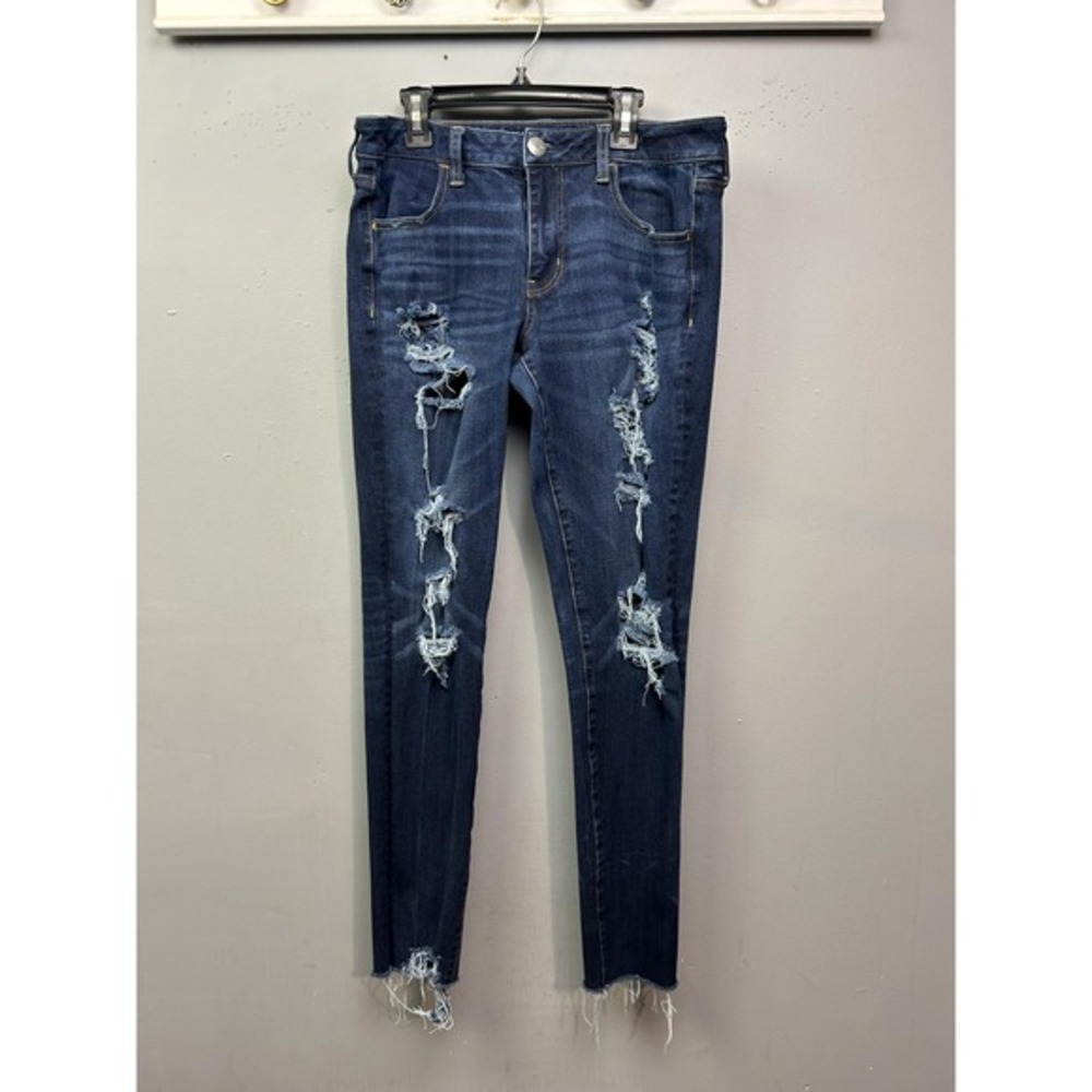 American Eagle Jegging Womens 4 Distressed Skinny Jeans 360 Super Stretch Denim